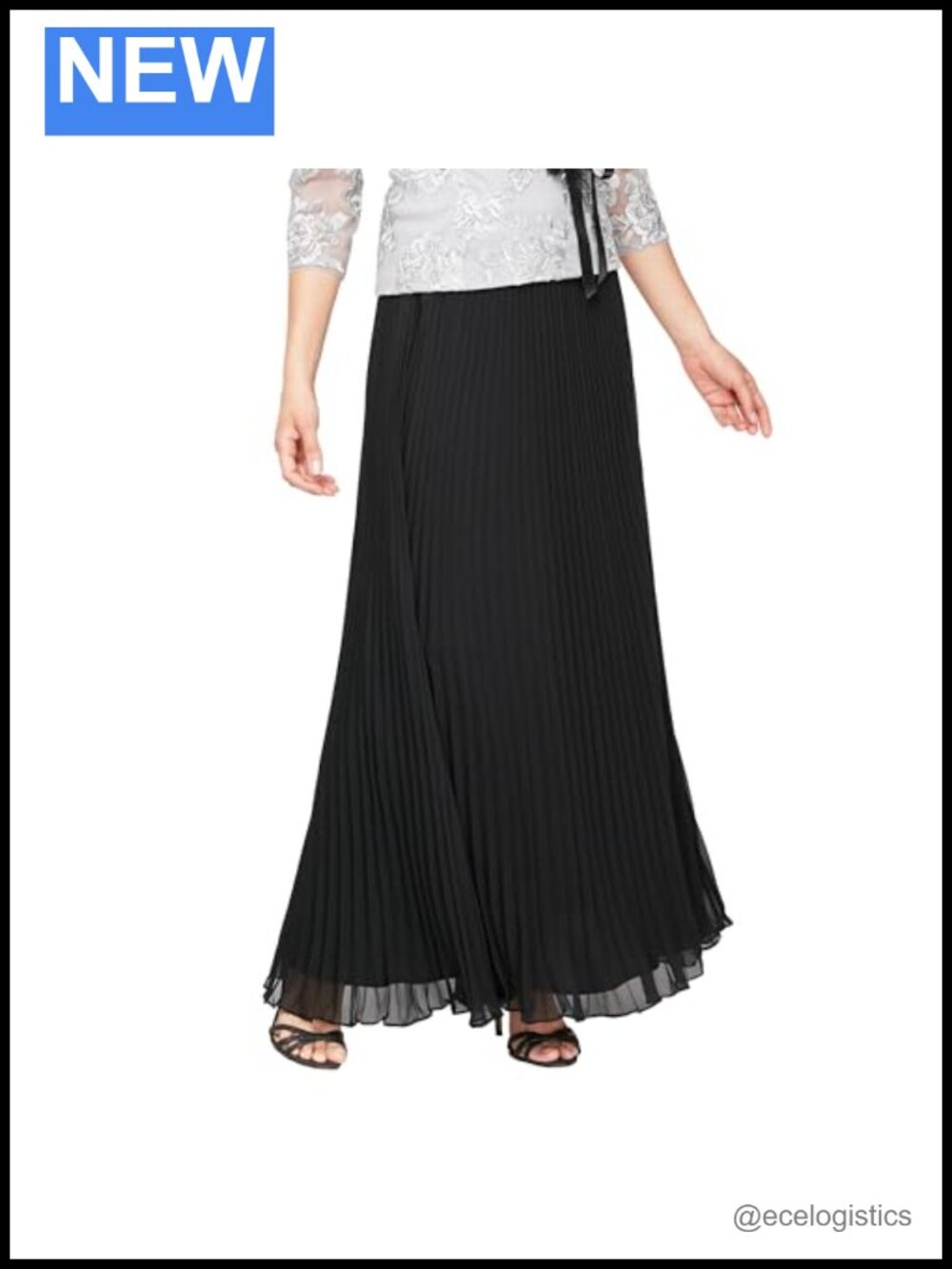 Women's Full Length Pleated Chiffon Maxi Skirt Formal Evening Elastic Waist